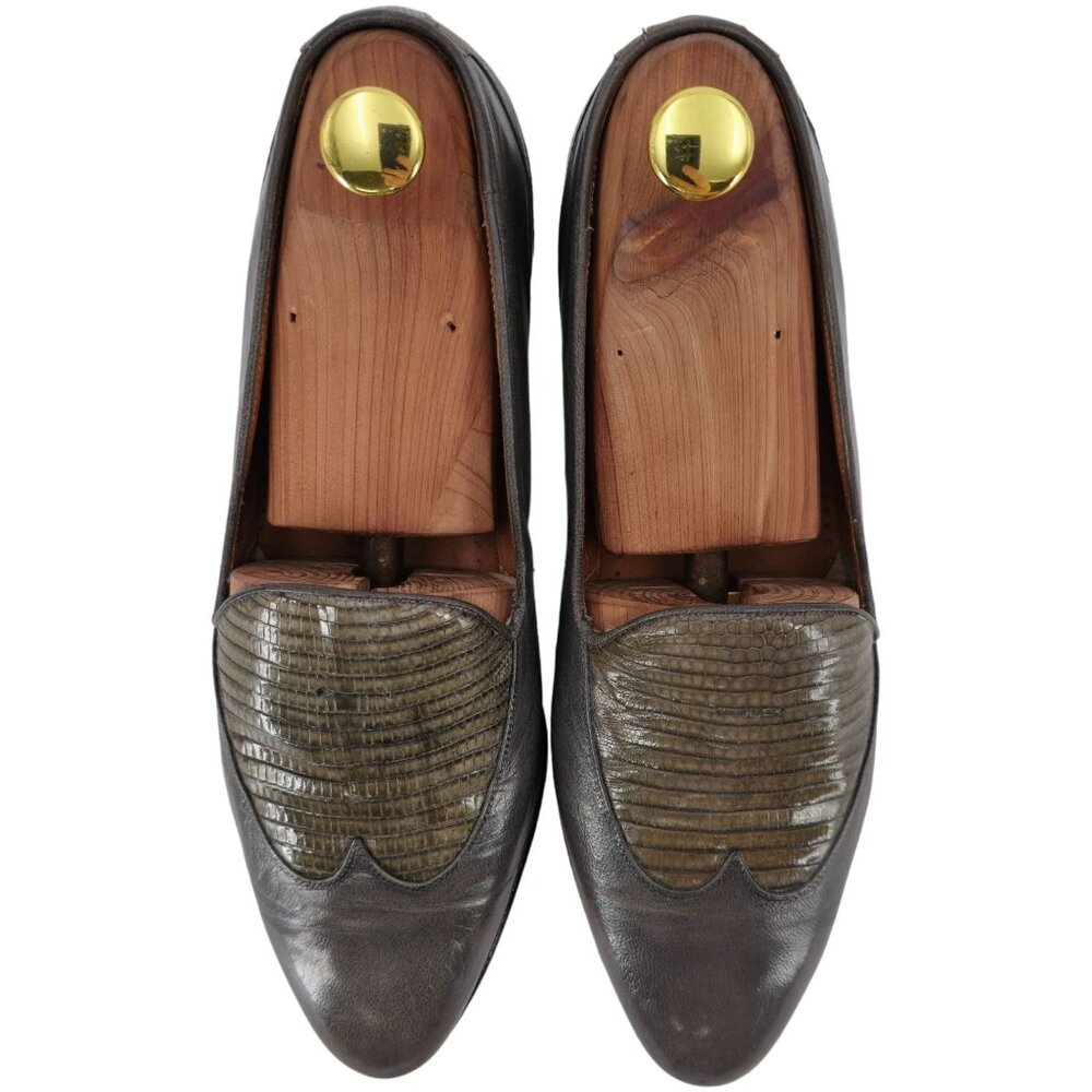 Vintage Exotic Rodolfo Valentino Gray Teju Lizard Men Size 9 Dress Shoes Loafers - Picture 10 of 13